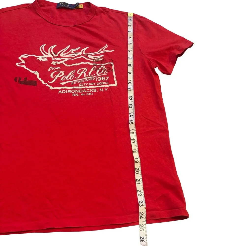 Polo Ralph Lauren Red Adirondacks NY Elk Graphic T-Shirt Mens Medium